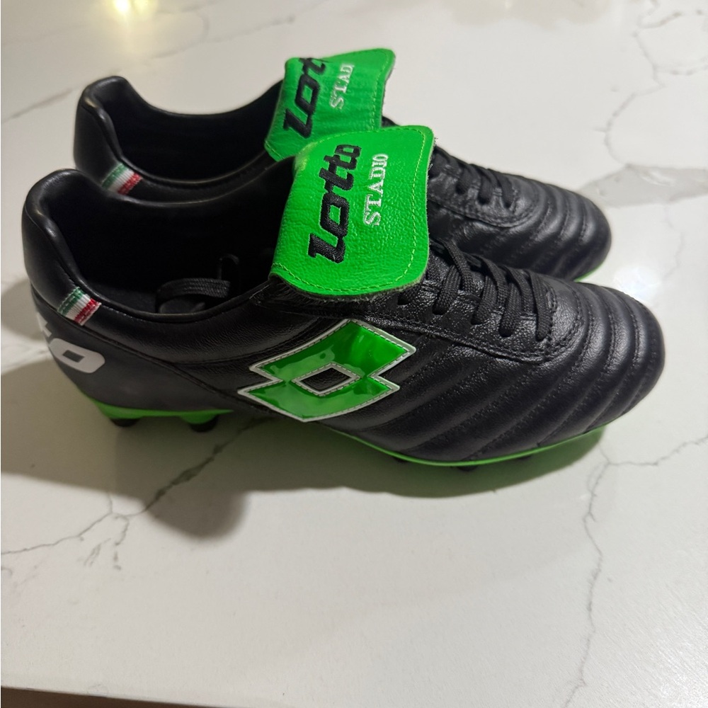 Lotto Stadio OG II FG Soccer Black/Green Mens Sizes 6 New Made In Italy